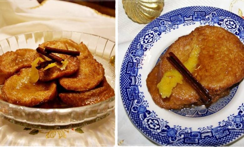 Rabanadas com calda de vinho do Porto